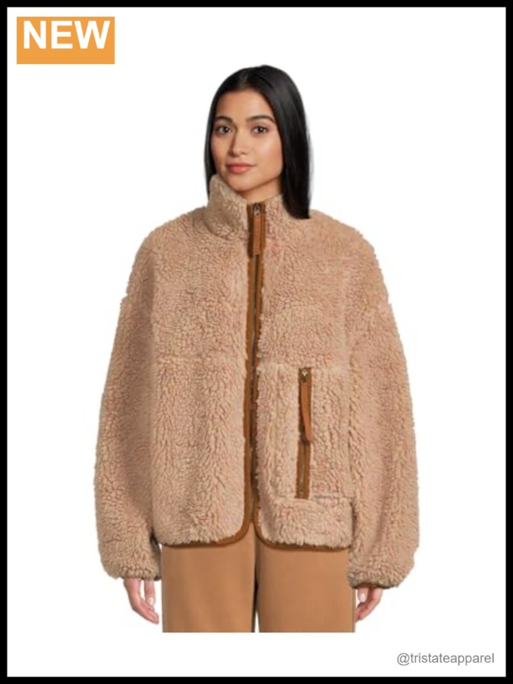 Full Zip Plush Fleece Jacket Recycled Polyester Side Pockets